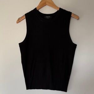 Sleeveless Ribbed Knit Tank Top - Black